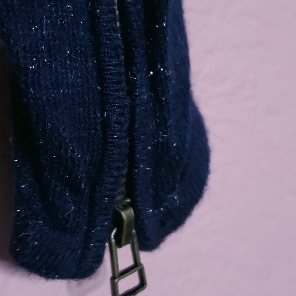 Naf Naf Paris Metallic Sparkle Navy Cardigan - Picture 7 of 15